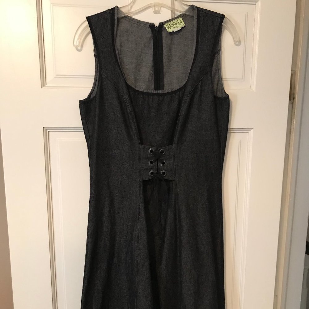 Grey dress with under bust corset detail